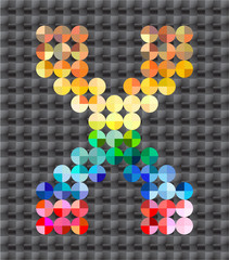 Alphabet of colorful mosaic, letter X.