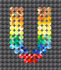 Alphabet of colorful mosaic, letter V.