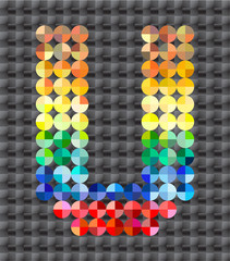 Alphabet of colorful mosaic, letter U.