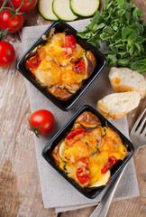 Two dishes of vegetable casserole