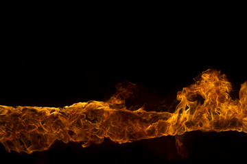 Blazing flames on black background