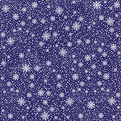 Vector winter white snowy seamless pattern  or  background