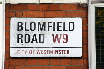 Blomfield Road W9 street sign a famous London Address