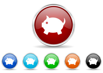  piggy bank vector icons set