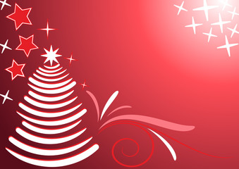 Sfondo rosso natalizio albero stilizzato