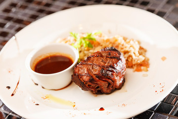 steak with sauce