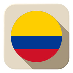 Fototapeta premium Colombia Flag Button Icon Modern