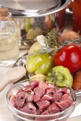 sliced fresh pork ready to cook stew