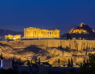 Schilderijen op glas Akropolis bij nacht, Athene © sborisov