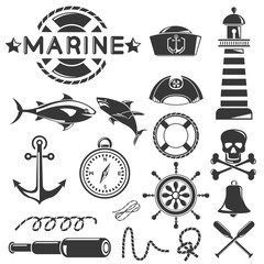 marine icons set, sea icons