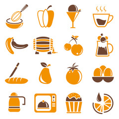 food icons set, orange theme