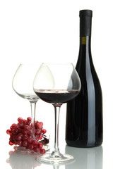 Red wine isolated on white