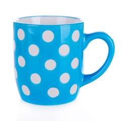 Color polka dot mug isolated on white