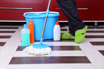 House cleaning with  mop