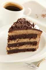 Chocolate cake (brownie) with chestnut cream.