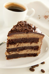 Chocolate cake (brownie) with chestnut cream.