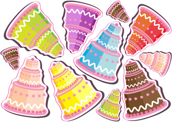 set of cartoon birthday cupcakes