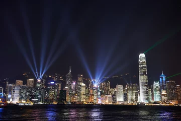 Printed roller blinds City on the water Night view on Hong Kong island