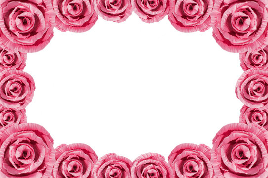 Artificial pink rose frame for your picture.