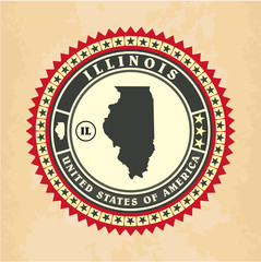 Vintage label-sticker cards of Illinois, vector illustration