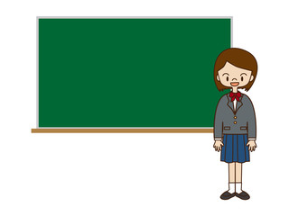 黒板と女子学生