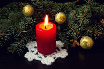 burning christmas red candle