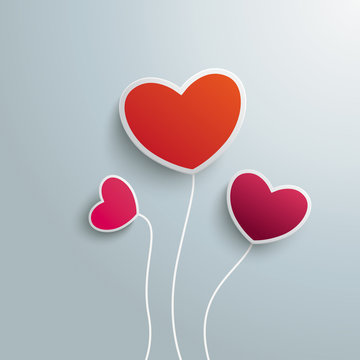Three Colored Hearts Valentines