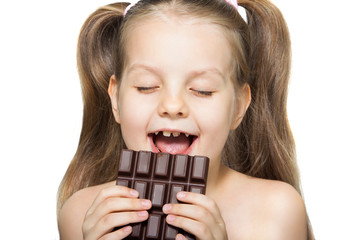 little girl eating chocolate