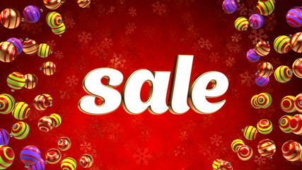 Sale on background with christmas ornaments