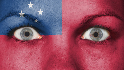 Close up of eyes with flag