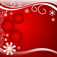 Bright red xmas Background with Balls.