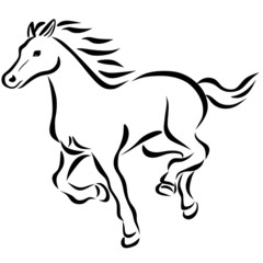 Fototapeta premium 線画走り馬