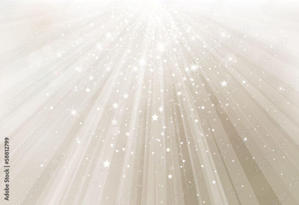 Sticker vector silver background with rays and lights.