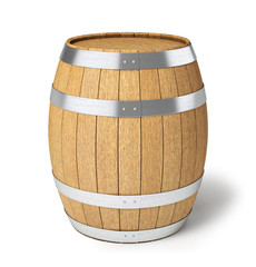 Wooden barrel isolated on white
