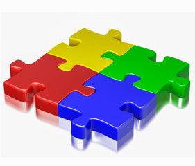 Color puzzle jigsaw pieces isolated on white background