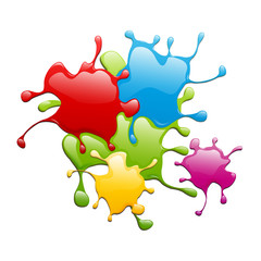 Colored splashes in abstract shape