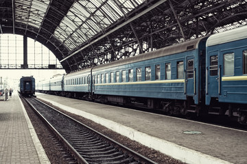 Railway station with train