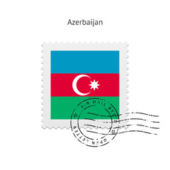 Azerbaijan Flag Postage Stamp.
