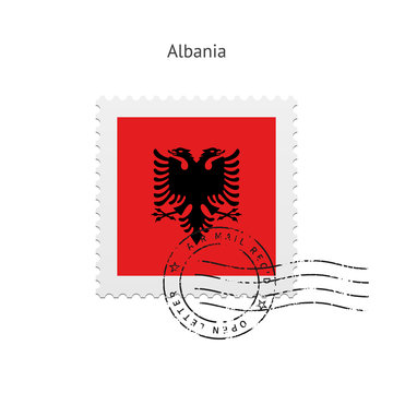 Albania Flag Postage Stamp.