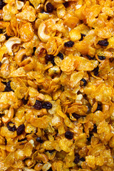 Overhead shot of pile of mix cornflakes caramel.