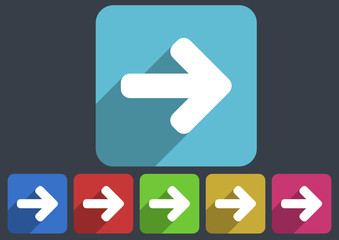 arrow right flat vector icon set