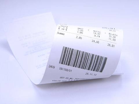 Kassenbon mit Barcode