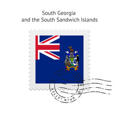 Obraz na płótnie Canvas South Georgia and the South Sandwich Islands Flag Postage Stamp.
