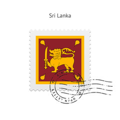 Fototapeta premium Sri Lanka Flag Postage Stamp.