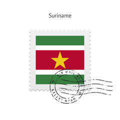 Suriname Flag Postage Stamp.