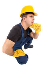 worker isolated in white