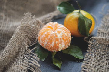 Still life fruits: ripe tangerines
