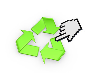 Fototapeta premium Symbol of recycle and cursor.