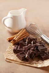 Hot chocolate with milk ingredients