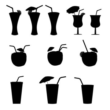glasses of alcohol with a straw vector illustration